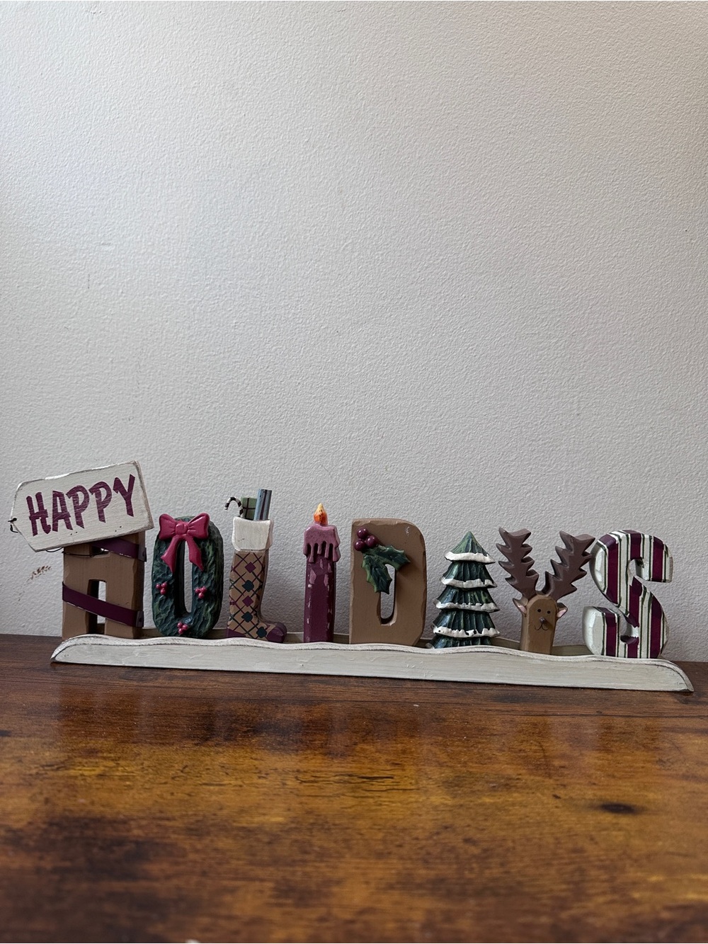 Vintage Rustic Wood Look "Happy Holidays" Tabletop Letter Sign Christmas Decor
